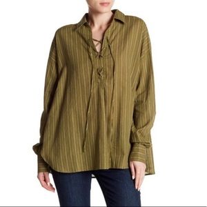 Free People | under the boardwalk green shirt